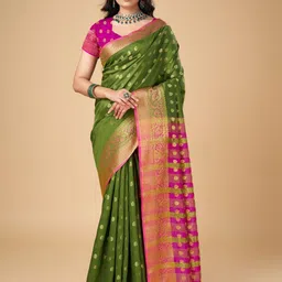 KALINI Woven Design Zari Silk Blend Designer Kanjeevaram Saree-image-7