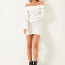 BIANCO LUCCI Off-Shoulder Bodycon Mini Dress-image-37