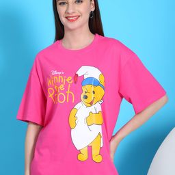 Dreambe Women Pack Of 2 Winnie The Pooh Fusion Graphic Printed Cotton Oversized T-shirts-picture-36