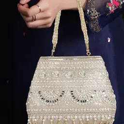 NEVIS Embroidered Embellished Potli Clutch-56