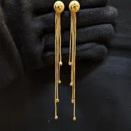 Anshenterpris Gold-Plated Tasselled Circular Drop Earrings-81