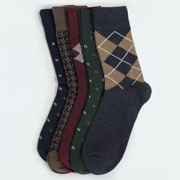 max Men Pack Of 5 Patterned Calf-Length Socks-image-49