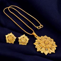 LUCKY JEWELLERY Gold-Plated Textured Jewellery Set-38