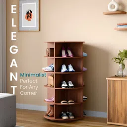 ROCCO Brown 5-Tier Rotating Stand Shoe Rack-30