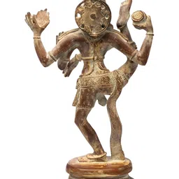Exotic India Antique Brown & Gold Toned Lord Rudratandava Religious Idol Showpiece-picture-19