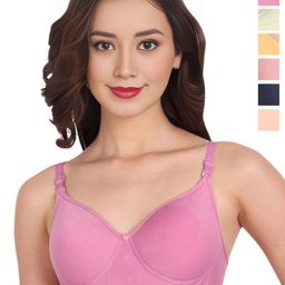 Liigne Pack Of 6 Solid Full Coverage Cotton Bra-image-88