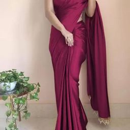 SAADHVI Solid Satin Saree-image-16