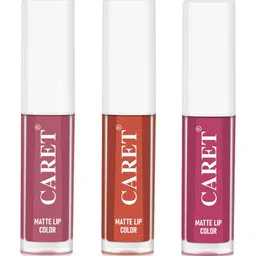 CARET ORGANIC Set Of 3 Super-Pigmented Liquid Matte Lipsticks - 2 ml Each - 2 - 6 - 8-6