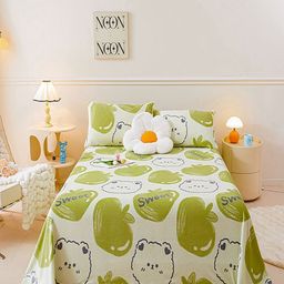 JC HOME Green & White 150 TC King Bedsheet with 2 Pillow Covers-image-35