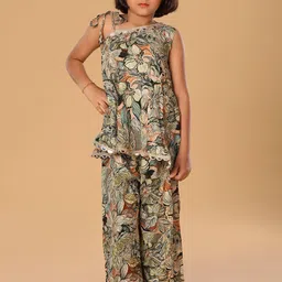 The Mini Trunk Girls Printed Regular Kurti with Palazzos-image-88