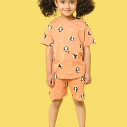 Orange Sugar Unisex Kids Printed T-shirt with Shorts-image-6