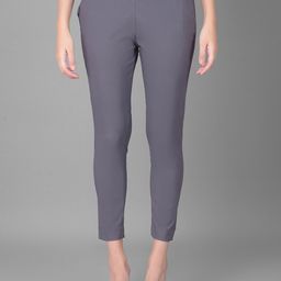 Comfort Lady Women Cotton Elastic Waist Mid-Rise Pencil Trousers-image-43