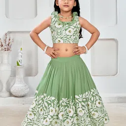BAESD Girls Embroidered Thread Work Ready to Wear Lehenga &-37