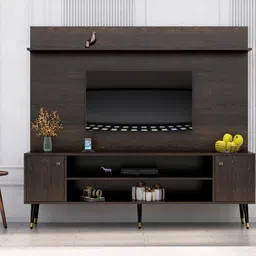 HEXA RED Brown Wall Mounted Wood TV Entertainment Unit Cabinet With Storage For 28-65 Inch-image-64