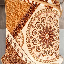 Signature Cream-Coloured Geometric Mink Heavy Winter Double Bed Blanket-picture-4
