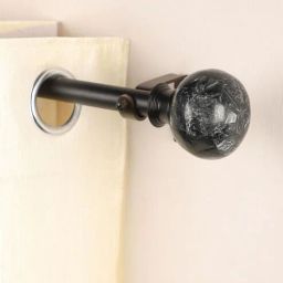 the decor mart Black Iron 84 - 144 Inches Expandable Curtain Rod with Accessories-picture-39