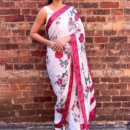 ASISA Floral Printed Satin Saree-picture-17
