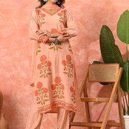 Sangria Women Solid Printed Kurta with Trousers & Dupatta-54