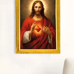 Art Street Gold-Toned & Red 1 Piece Synthetic Wood Religious Wall Paintings-image-84