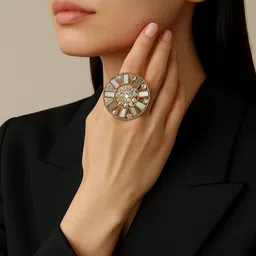 Haute Handles Mirror Studded Oxidised Finger Ring-picture-38