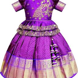 White Button Girls Embroidered Ready to Wear Lehenga &-image-82