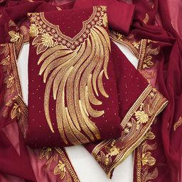 Lilots Silk Georgette Unstitched Dress Material-image-94