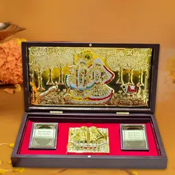 HOUSE OF WEMY Brown & Red Radha Krishna Religious Foot Prints Pocket Temple-21