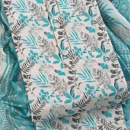 Blue Soft Cotton Floral Printed Unsticthed Dress Material-picture-18