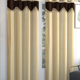 Galaxy Home Decor Cream-Coloured Set of 2 Long Door Curtain-image-39