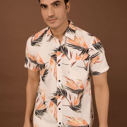 BAESD Men Standard Spread Collar Floral Printed Polycotton Casual Shirt-image-74