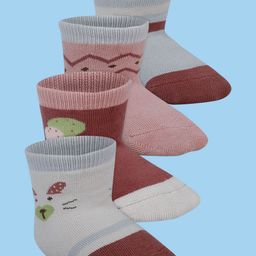 Baby Moo Infant Girls Pack of 4 Colourblocked Ankle-Length Socks-27