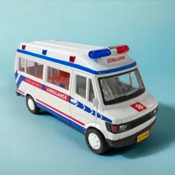 Ambulance White With Openable Tail Gate Stretcher Saline, Stand Oxygen Cylinder Pull Back Action Ambulance For Kids[Pack Of 1]-30