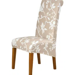 HOKIPO Brown & White 4 Pieces Printed Dining Chair Covers-image-43