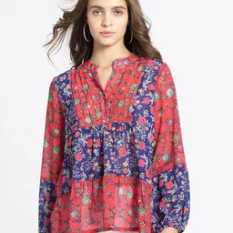 SHAYE Quirky Printed V-Neck Tiered Kurti-picture-3