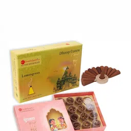 GaneshaSpeaks 65-Pcs Brown Natural Rose Dhoop Cup & Lemongrass DhoopCone-19