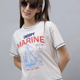Free Authority Women Snoopy Printed Round Neck Pure Cotton T-shirt-image-23