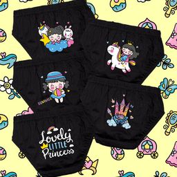 NUSYL Girls Pack Of 5 Cute Unicorn & Girl Printed Pure Cotton Basic BriefsNUGCBRFPO5.0023-image-68