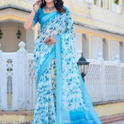 Anouk Rustic Floral Printed Zari Sungudi Saree-29
