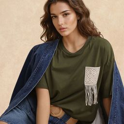 RAREISM Women Solid Round Neck Cotton Oversized T-shirt-image-44