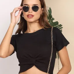 Dressitude Ribbed Cotton Front Knot Top-picture-28