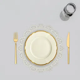 Kuber Industries Set Of 3 Cream-Coloured Cotton Round Plain Net Placemats image 2