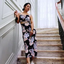 BAESD Shoulder Straps Floral Print Maxi Dress-image-58