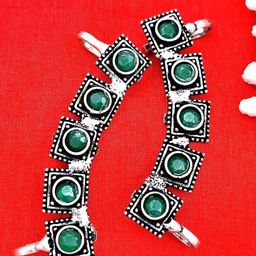 Yash Jewels Emporiums Silver-Plated Stones Studded Square Shaped Oxidised Earcuffs-63