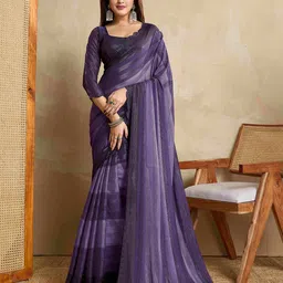 TASRIKA Women Striped Beads and Stones Pure Chiffon Saree-image-27