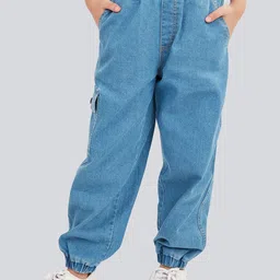 Olele Girls Comfort Relaxed Fit Low Distress Light Fade Jeans-picture-1