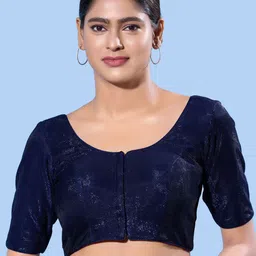 VAMAS - THE DESIGNER BLOUSES Women Round Neck Padded Saree Blouse-image-96