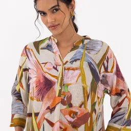 THR3Letter Printed Cotton Linen Tunic & Trouser Co-Ords-image-5