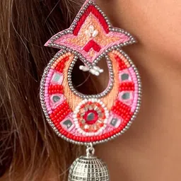A little Extra Pink Fabric Earrings-40