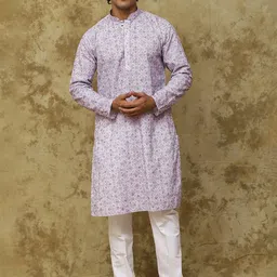 BLUESAANCHI Floral Printed Mandarin Collar Pure Cotton Straight Kurta-picture-28