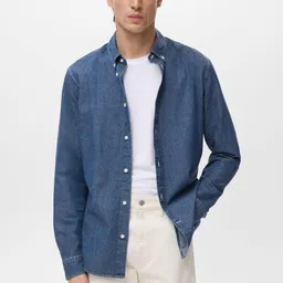MANGO MAN Button-Down Collar Denim Casual Shirt-picture-16